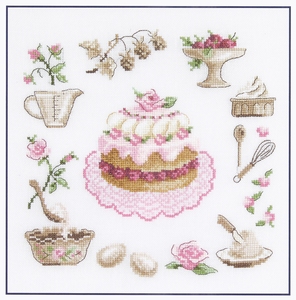 Grote taart met rozen (la charlotte a la rose)  compleet set